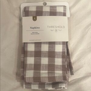 Threshold Gingham  Tan and White Plaid Napkins